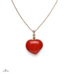 Coral Heart Bezel Necklace