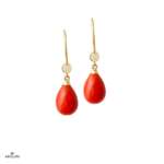 Pear-cut Coral and Diamonds Earrings
