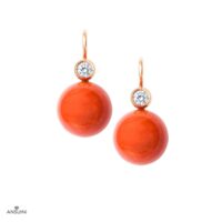 Coral and Diamonds Drop Earrings - Image 3