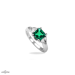 Anello Smeraldo Asscher e Triangoli
