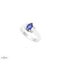 Anello Zaffiro Marquise e Baguettes