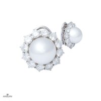 Orecchini Perle Contorno Brillanti - immagine 2