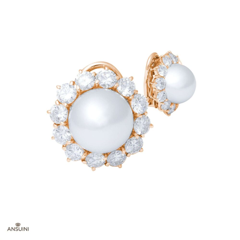 Orecchini Perle Contorno Brillanti - immagine 3
