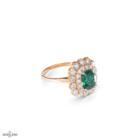 Anello Smeraldo Contorno Doppio Giro