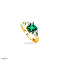 Anello Smeraldo Asscher e Triangoli - immagine 2