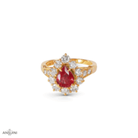 Anello Rubino Contorno Goccia