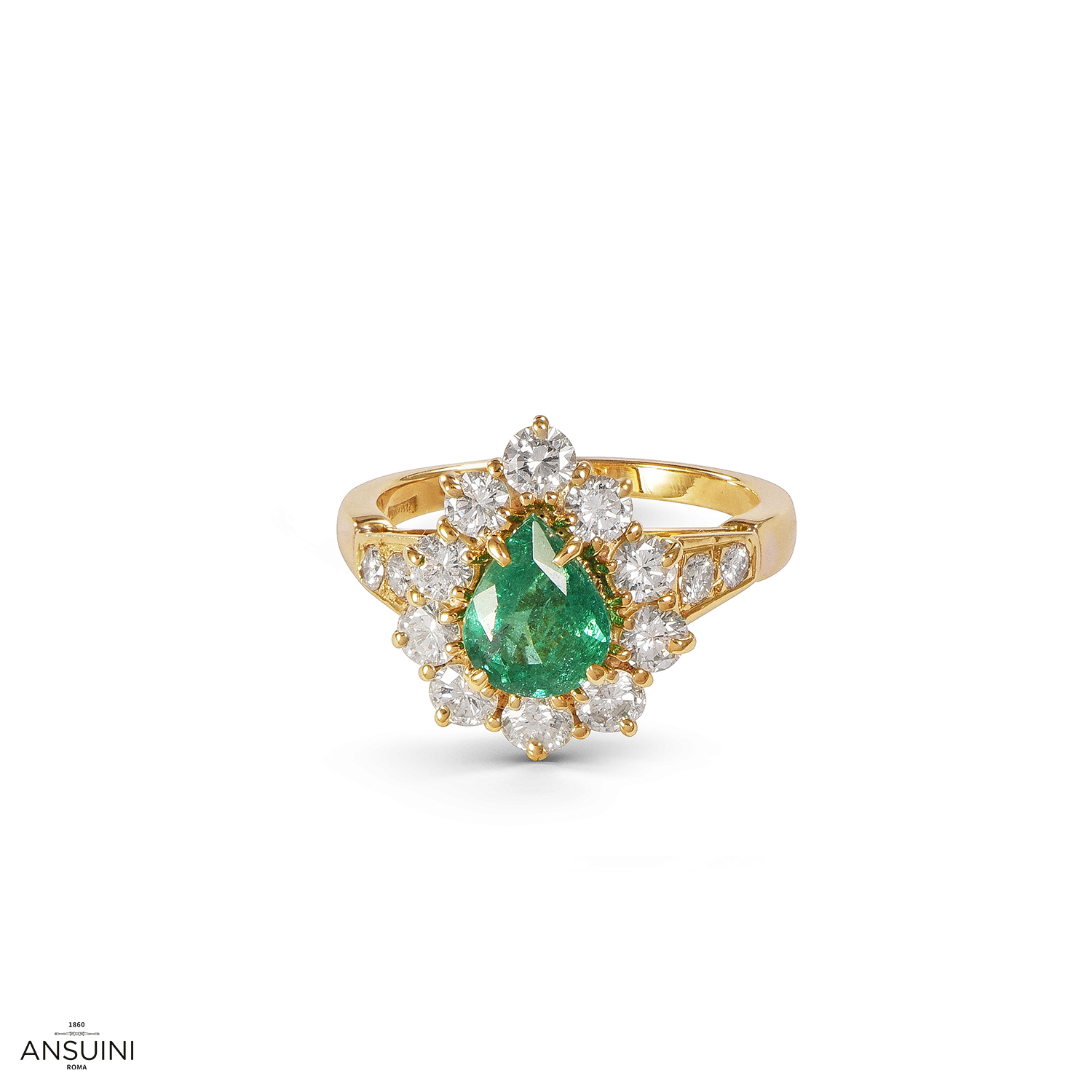 Pear-cut Emerald Diamonds Ring