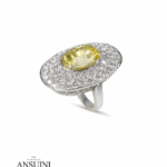 Anello Zaffiro giallo e Diamanti anni 60